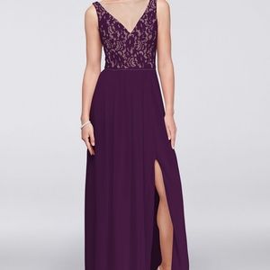 David's Bridal Plum Bridesmaid Dress
